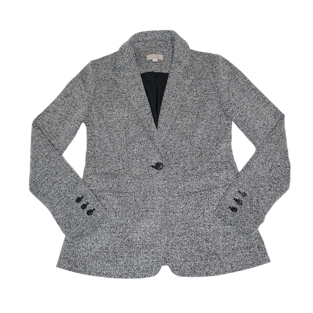 Ann Taylor LOFT Knit Blazer Jacket Soft Classic Career Professional Gray Size 0